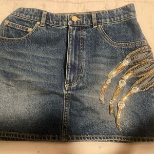 AREA Claw Cut Denim Miniskirt